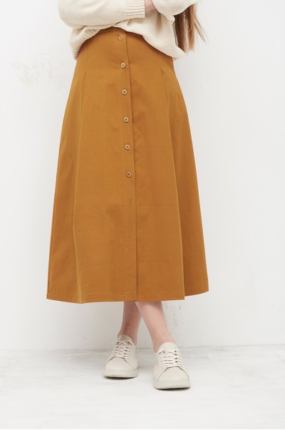 Спідниця бавовняна охра на ґудзиках (С 91)